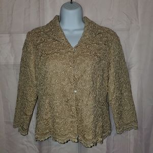 Talbots Jacket, Gold Metallic Lace, Women's Sz 8P